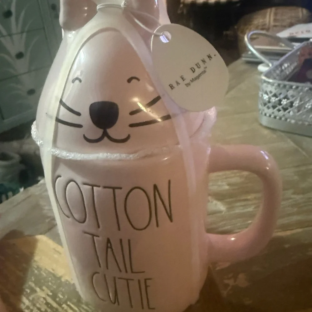 Easter Rae Dunn Pink‎ 'Cotton Tail Cutie' Bunny Mug NWT